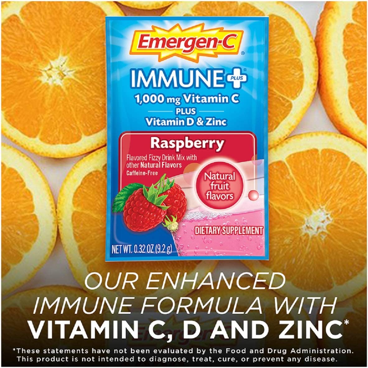 Emergen-C Immune Plus Drink Mix Effervescent Tablets Raspberry Flavor