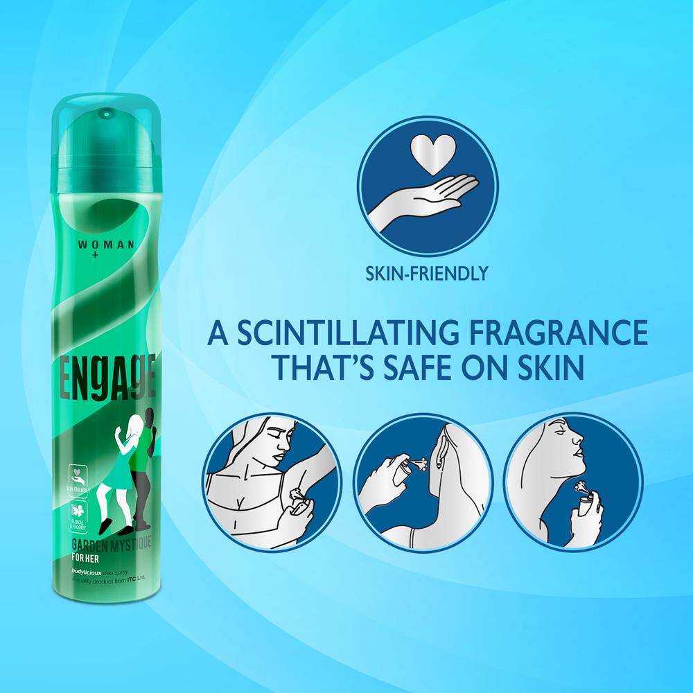 Engage Garden Mystique Deodorant for Women, Spicy and Woody Skin Friendly (150 ml)