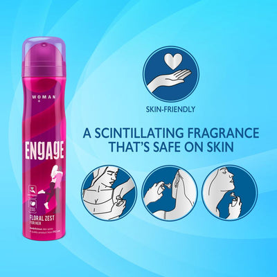 Engage Floral Zest Deodorant for Women Citrus and Floral, Skin Friendly (150 ml)