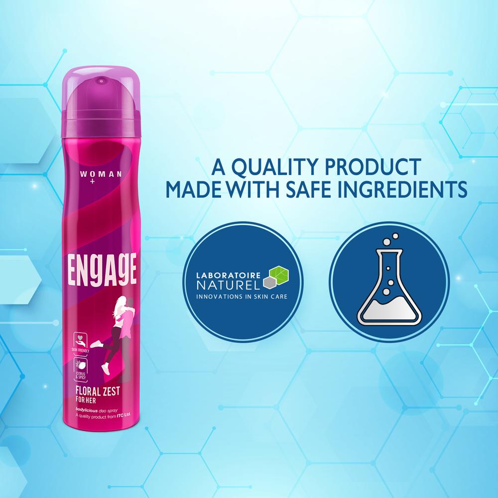 Engage Floral Zest Deodorant for Women Citrus and Floral, Skin Friendly (150 ml)