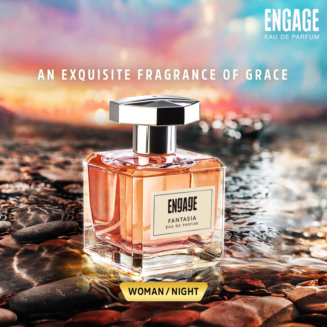 Engage Fantasia Perfume For Women, Floral & Spicy Fragrance (100 ml), Free Tester (3 ml)