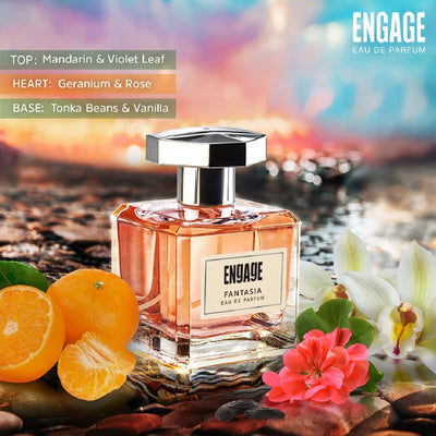 Engage Fantasia Perfume For Women, Floral & Spicy Fragrance (100 ml), Free Tester (3 ml)