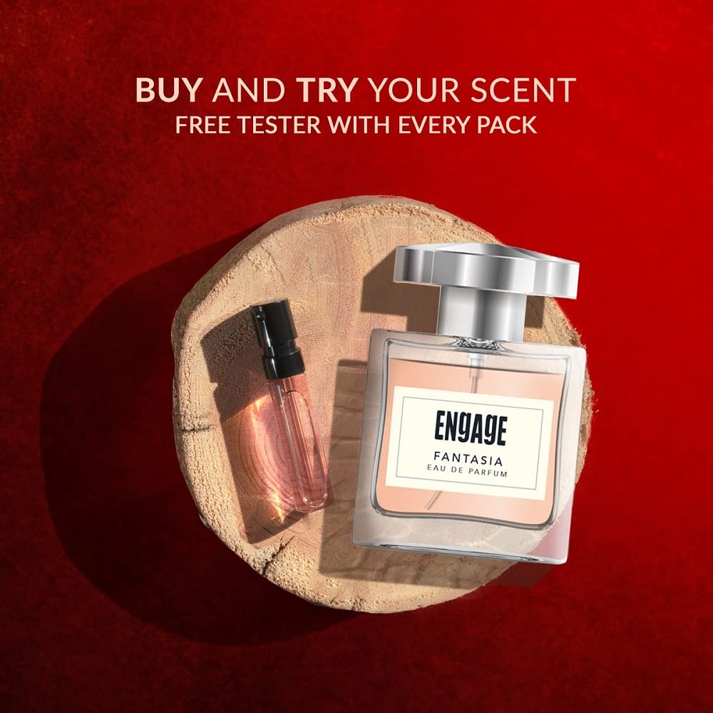 Engage Fantasia Perfume For Women, Floral & Spicy Fragrance (100 ml), Free Tester (3 ml)
