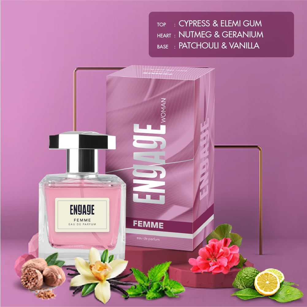 Engage Femme Eau De Parfum Perfume for Women Citrus & Floral Skin Friendly (90 ml)