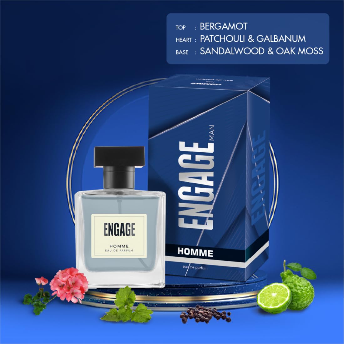 Engage Homme Perfume for Men Long Lasting Smell, Citrus and Fresh Fragrance (90 ml)