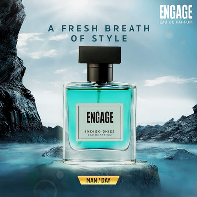 Engage Indigo Skies Perfume for Men Long Lasting, Fresh and Earthy Fragrance (100 ml)
