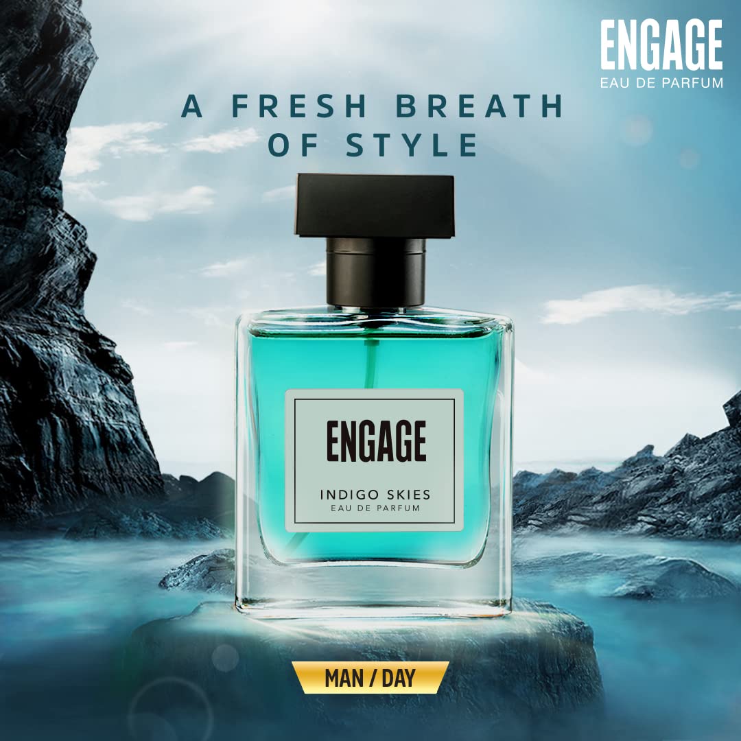 Engage Indigo Skies Perfume for Men Long Lasting, Fresh and Earthy Fragrance (100 ml)
