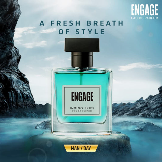Engage Indigo Skies Perfume for Men Long Lasting, Fresh and Earthy Fragrance (100 ml)