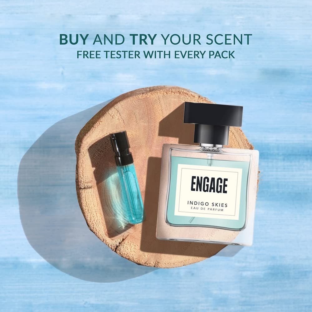 Engage Indigo Skies Perfume for Men Long Lasting, Fresh and Earthy Fragrance (100 ml)