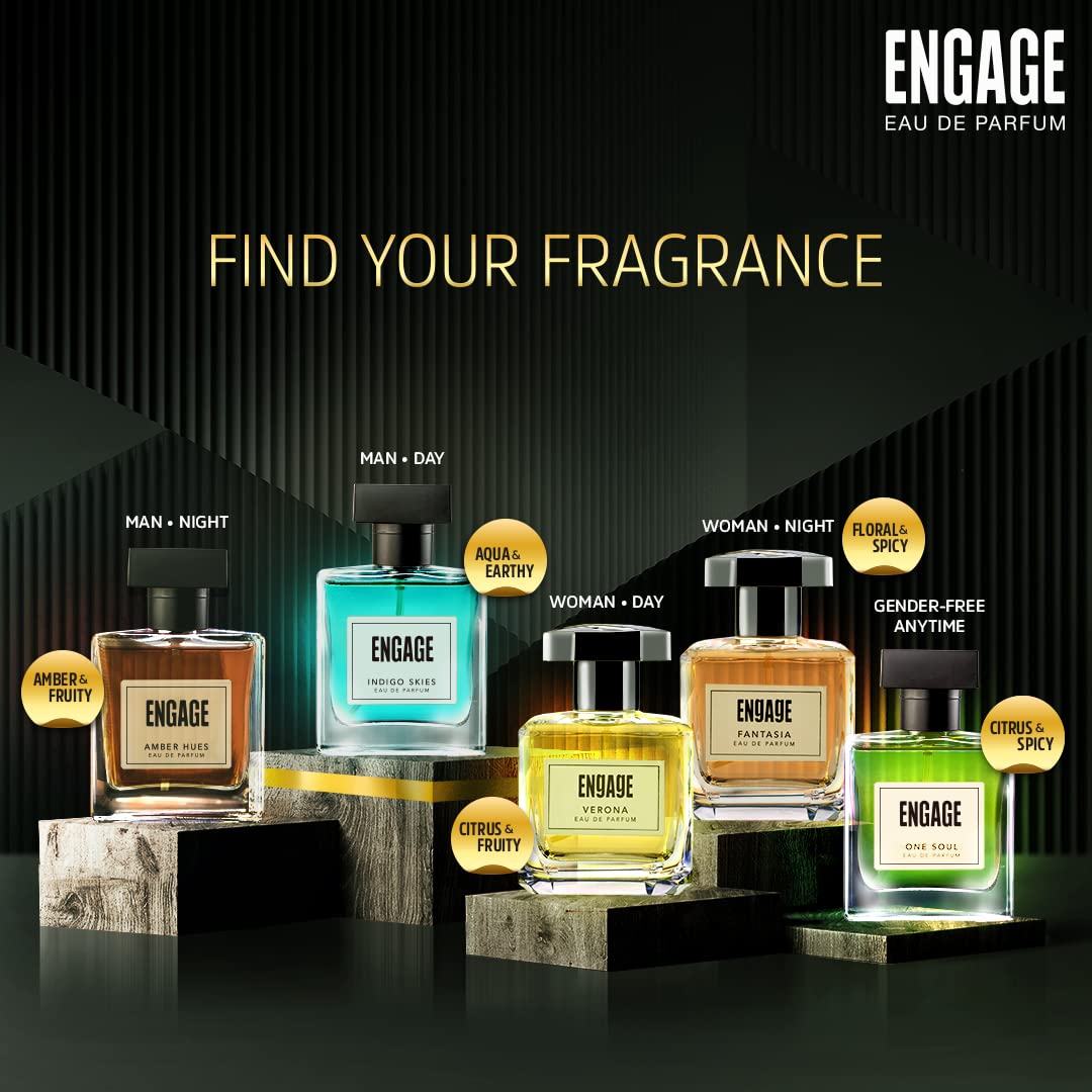 Engage Indigo Skies Perfume for Men Long Lasting, Fresh and Earthy Fragrance (100 ml)