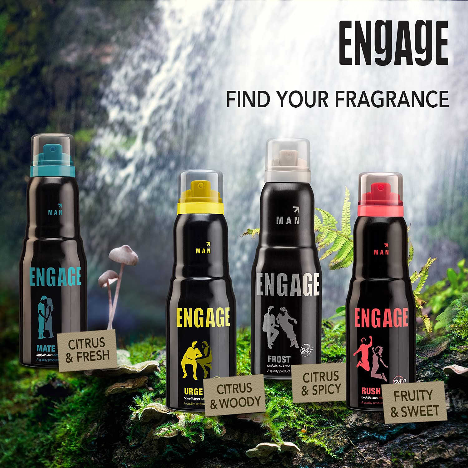 Engage Mate Deodorant For Men Citrus and Fresh, Skin Friendly (150 ml)