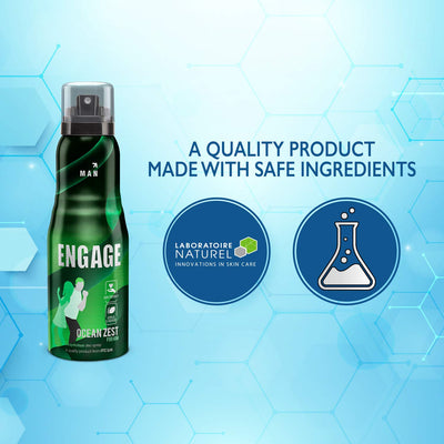 Engage Ocean Zest Deodorant for Men Citrus and Aquatic Skin Friendly Deo