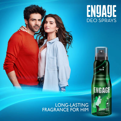 Engage Ocean Zest Deodorant for Men Citrus and Aquatic Skin Friendly Deo