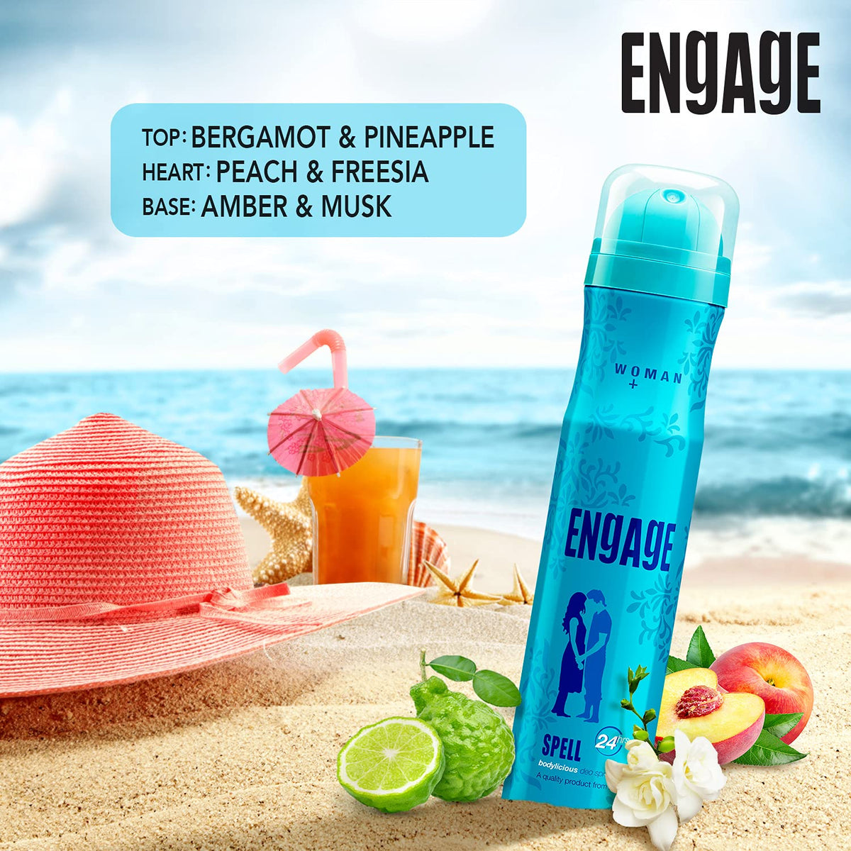 Engage Spell Deodorant For Women, Citrus & Fruity Skin Friendly (150 ml)