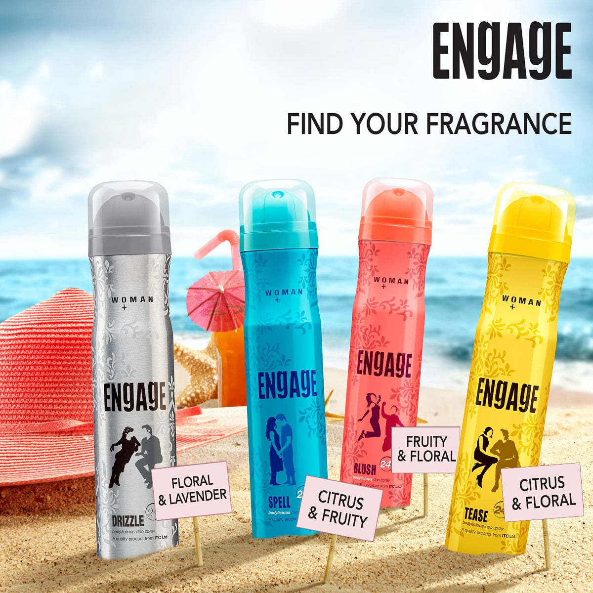Engage Spell Deodorant For Women, Citrus & Fruity Skin Friendly (150 ml)