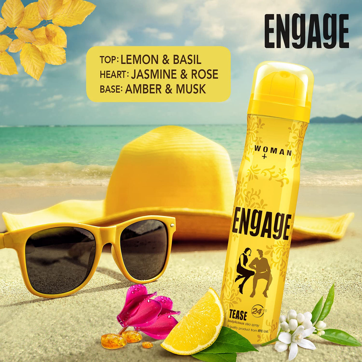 Engage Tease Deodorant For Women Citrus and Floral Skin Friendly (150 ml)