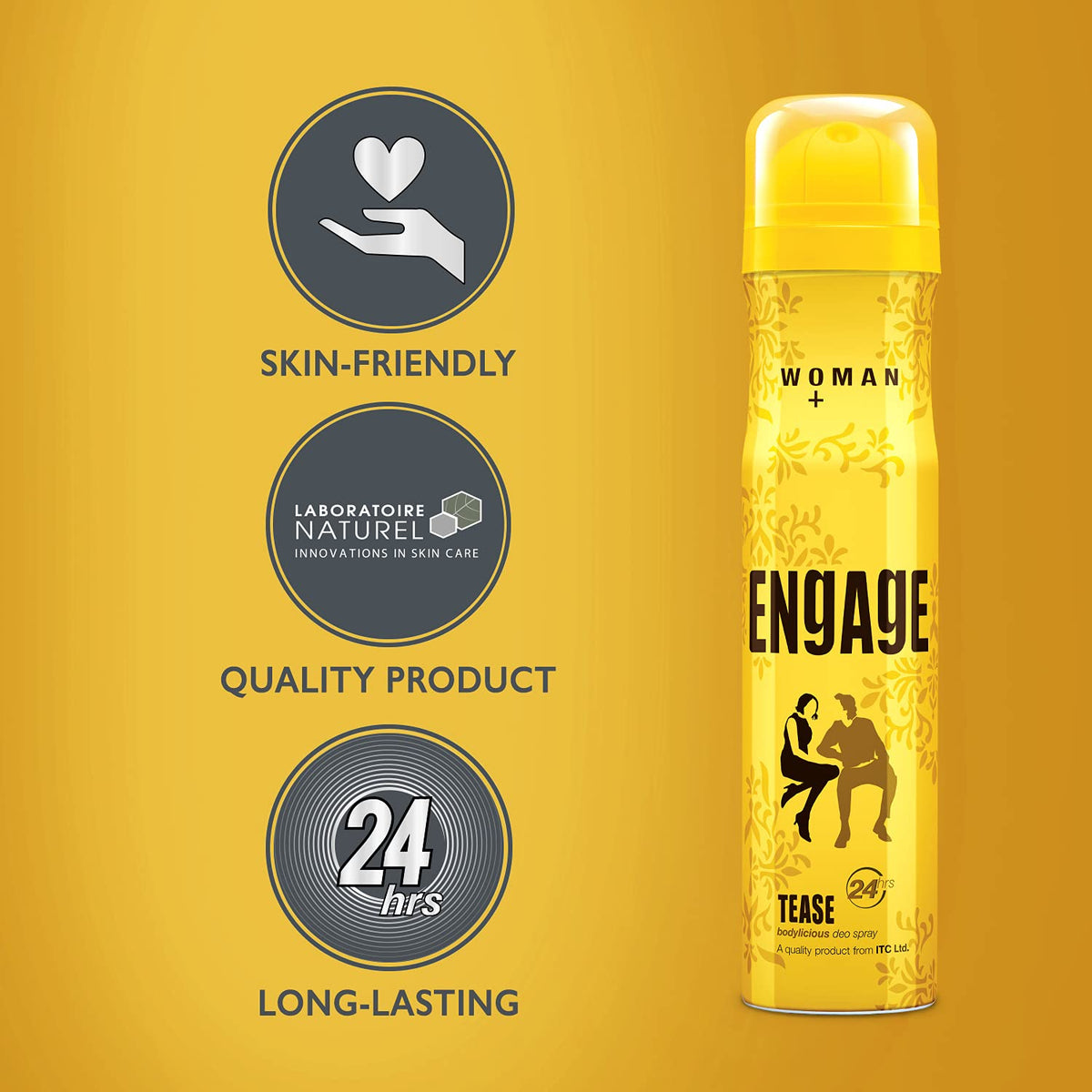 Engage Tease Deodorant For Women Citrus and Floral Skin Friendly (150 ml)