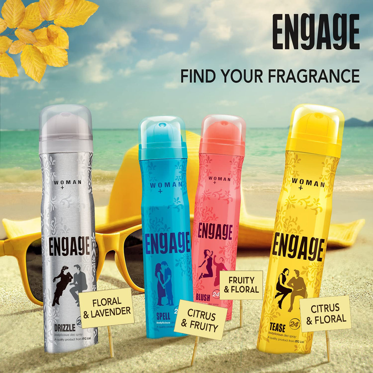 Engage Tease Deodorant For Women Citrus and Floral Skin Friendly (150 ml)