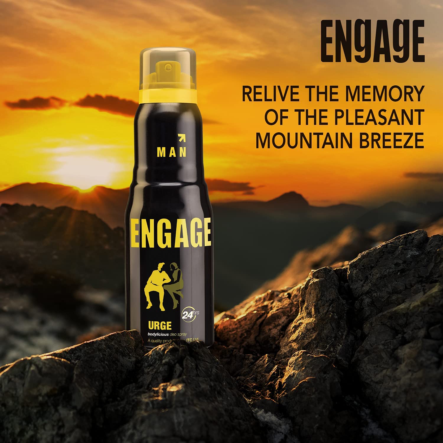 Engage Urge Deodorant For Men Citrus & Woody Skin Friendly (150 ml)