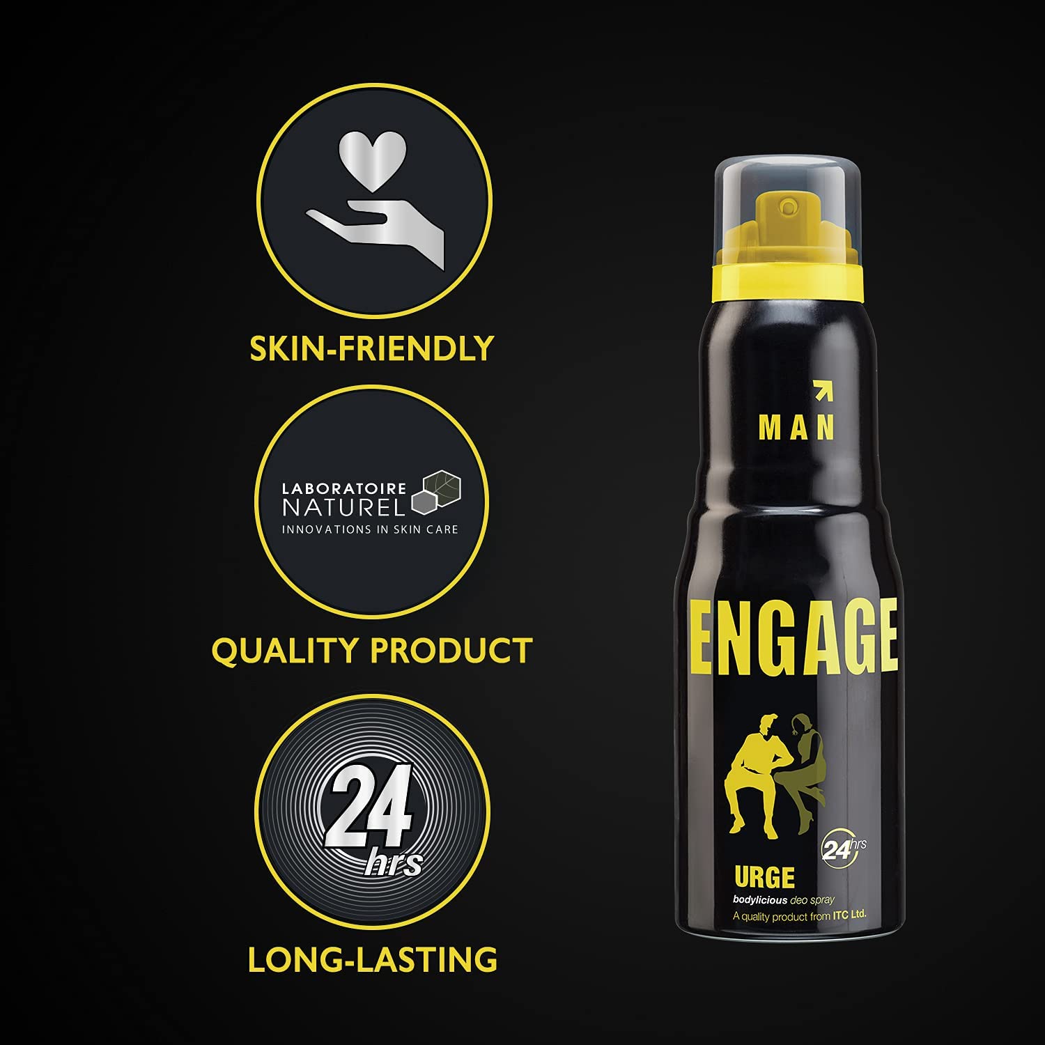 Engage Urge Deodorant For Men Citrus & Woody Skin Friendly (150 ml)