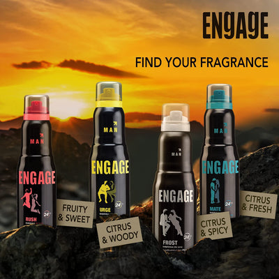 Engage Urge Deodorant For Men Citrus & Woody Skin Friendly (150 ml)