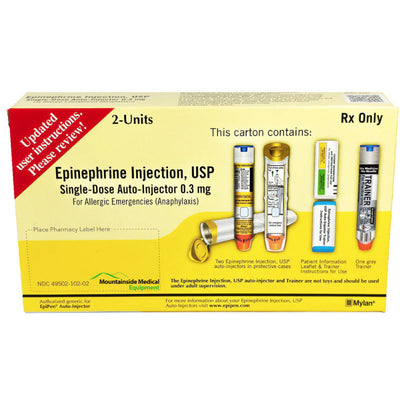 Epinephrine Auto-injector (Generic Epipen) For Adults, Anaphylaxis Emergency Pen 0.3 mg (2 Injectors +1 Trainer) (Rx)