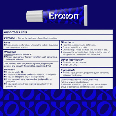 Eroxon Erectile Dysfunction Treatment Gel, Single-Dose Tubes (4-Pack)