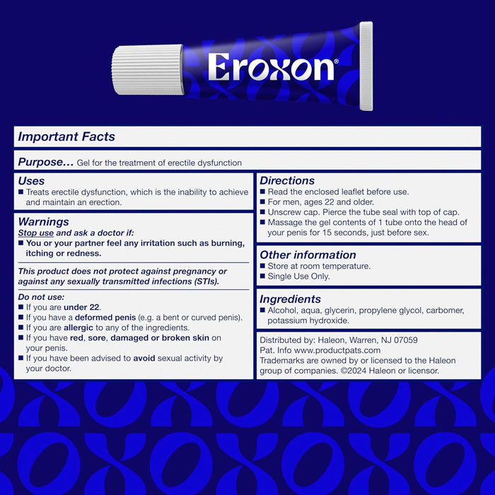 Eroxon Erectile Dysfunction Treatment Gel, Single-Dose Tubes (4-Pack)