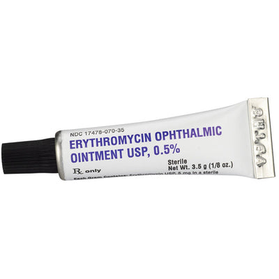 Erythromycin Ointment 0.5% Ophthalmic Eye Ointment, Sterile 3.5 grams (Rx)