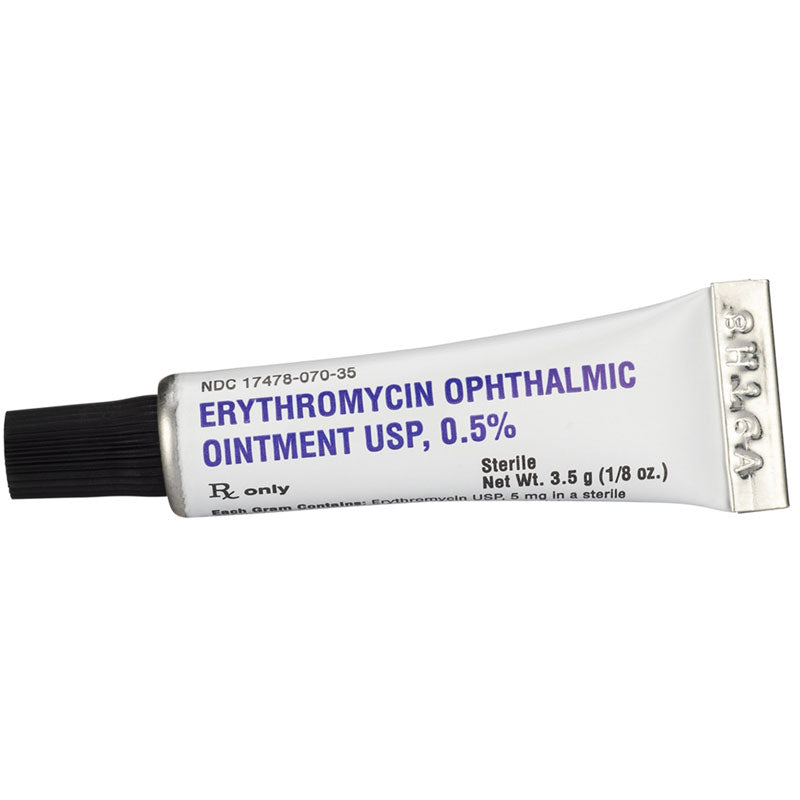 Erythromycin Ointment 0.5% Ophthalmic Eye Ointment, Sterile 3.5 grams (Rx)