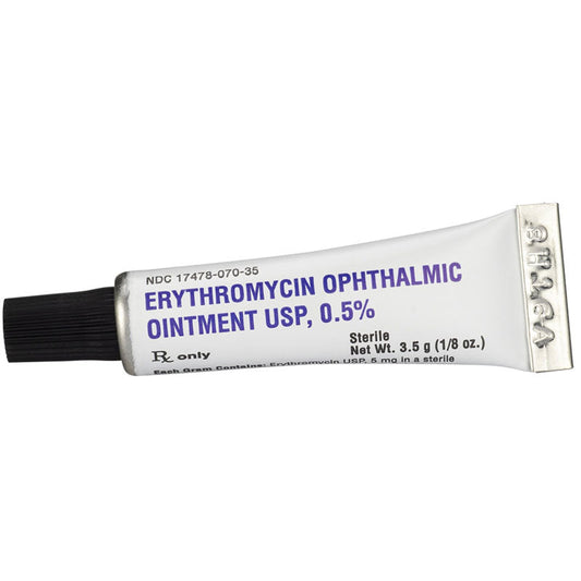 Erythromycin Ointment 0.5% Ophthalmic Eye Ointment, Sterile 3.5 grams (Rx)