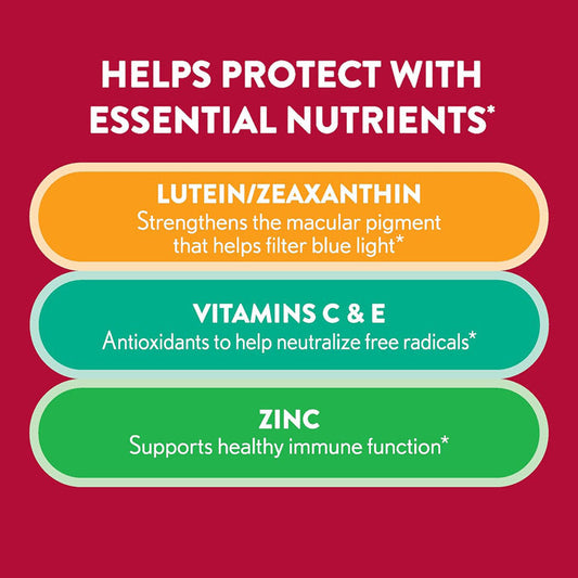 Ocuvite Eye Health Gummiies with Lutein, Zeaxanthin, Vitamin C & E and Zinc, Mixed Fruit 60 Count