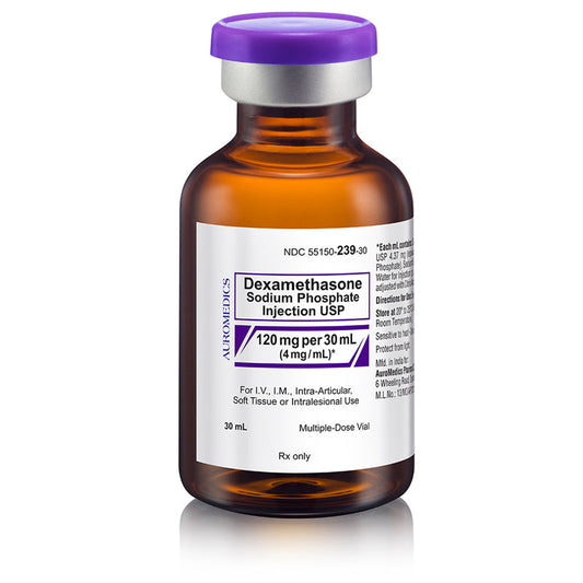 Dexamethasone Sodium Phosphate Injection 30 mL Multi-Dose Vials,  4mg/mL, 25/Tray (Rx)