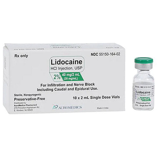 Lidocaine for Injection 2%  Single-Dose Vials 2 mL, 10/Box (Rx)