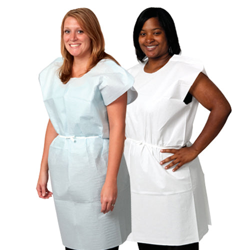 Patient Examination Gowns 30  inch x 42 inch Disposable, White, 50/Case