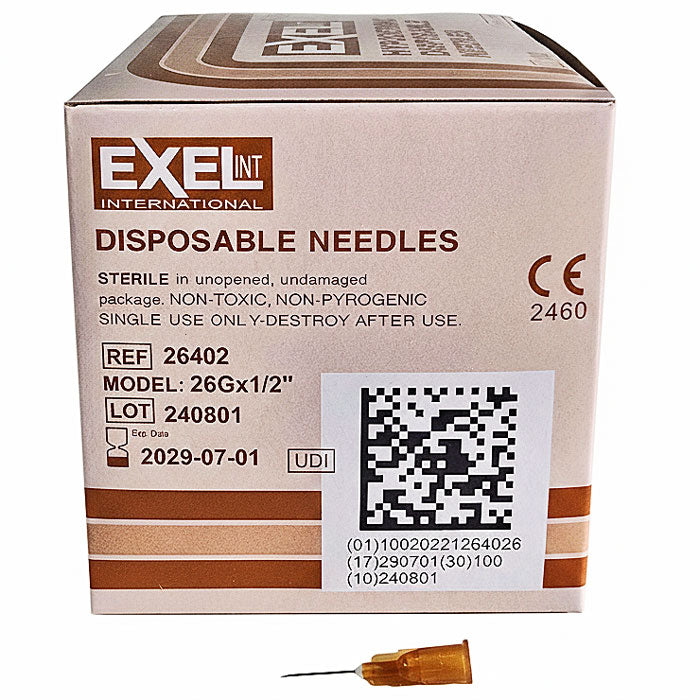 Hypodermic Needles w/o Syringe, All Gauge Sizes, Sterile 100/Box