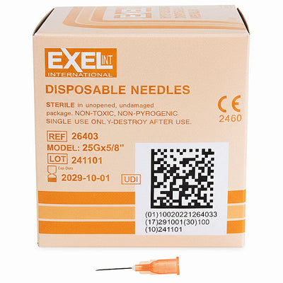 Hypodermic Needles w/o Syringe, All Gauge Sizes, Sterile 100/Box