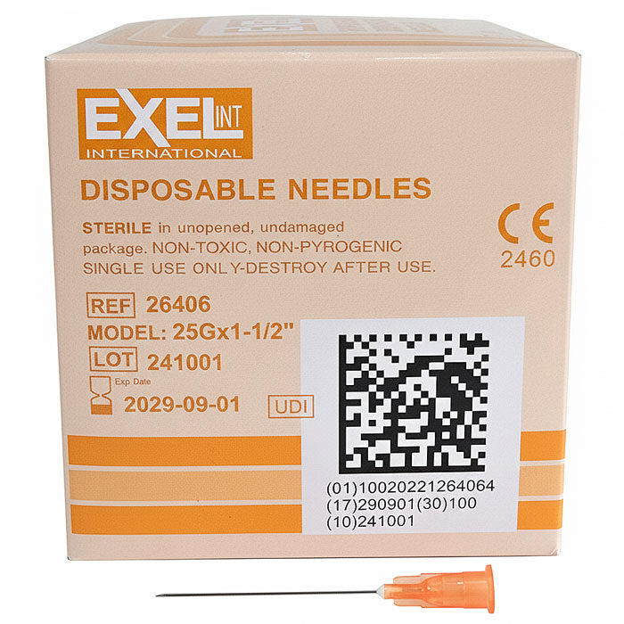 Hypodermic Needles w/o Syringe, All Gauge Sizes, Sterile 100/Box