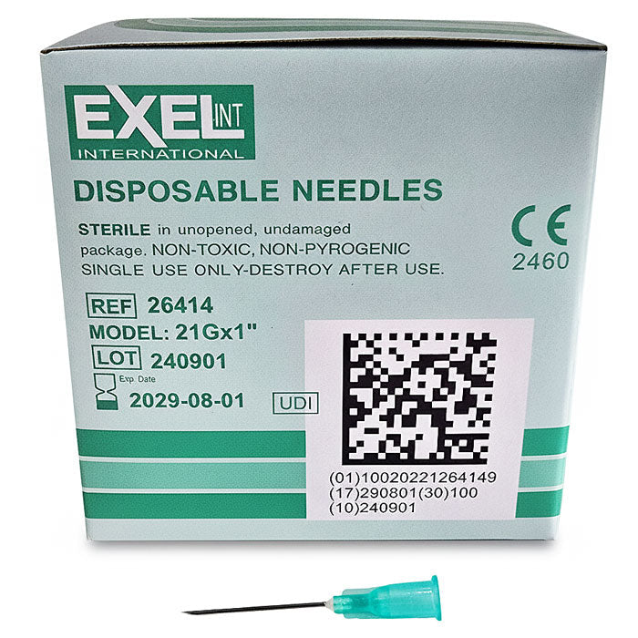 Hypodermic Needles w/o Syringe, All Gauge Sizes, Sterile 100/Box