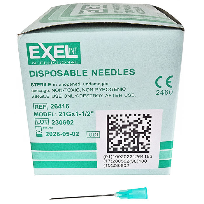 Hypodermic Needles w/o Syringe, All Gauge Sizes, Sterile 100/Box