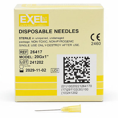 Exel Hypodermic Needles, Sterile, Single-Use 100/box