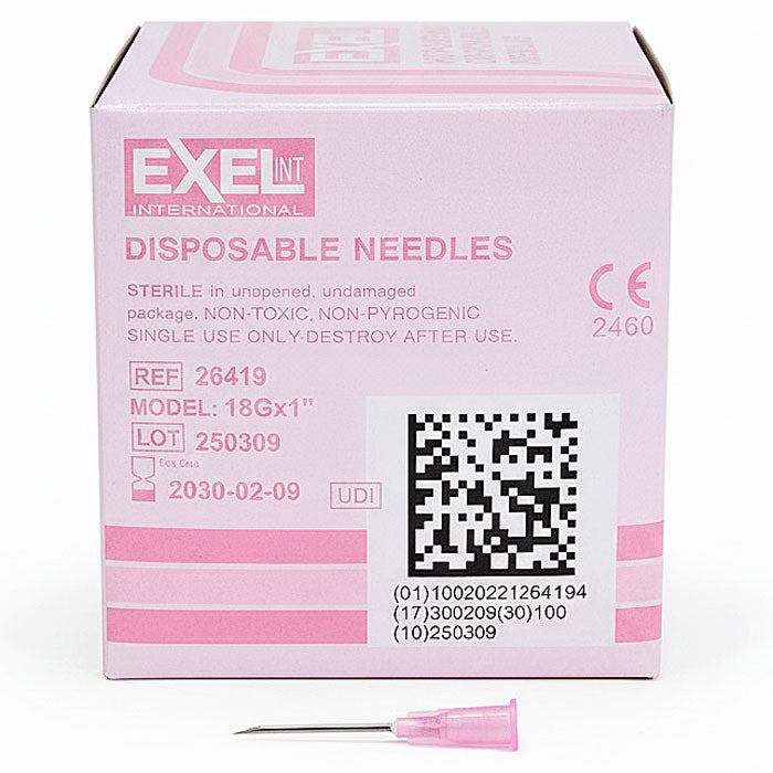 Hypodermic Needles w/o Syringe, All Gauge Sizes, Sterile 100/Box