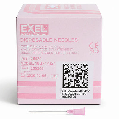 Hypodermic Needles w/o Syringe, All Gauge Sizes, Sterile 100/Box