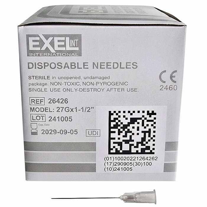 Hypodermic Needles w/o Syringe, All Gauge Sizes, Sterile 100/Box