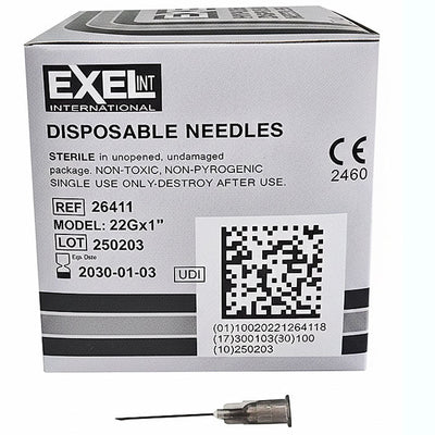 Exel Hypodermic Needles, Sterile, Single-Use 100/box