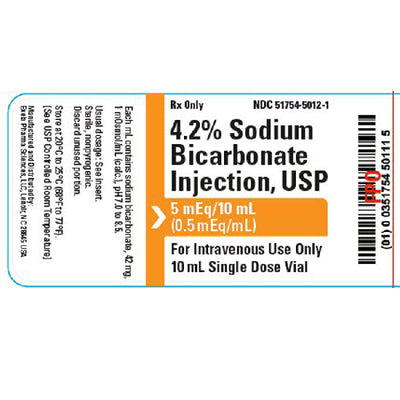 Sodium Bicarbonate 4.2% Injection Single-Dose Vials 10 mL x 25/Box (RX)