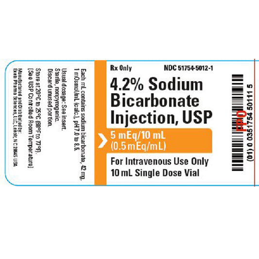 Sodium Bicarbonate 4.2% Injection Single-Dose Vials 10 mL x 25/Box (RX)