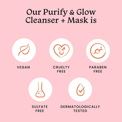 Foxtale Purify & Glow Cleanser + Mask With French Pink Clay & Sodium