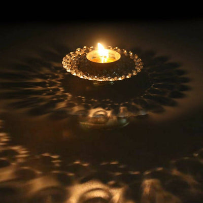 Craftvatika Gold-Toned Crystal Akhand Diya Oil Puja Lamp