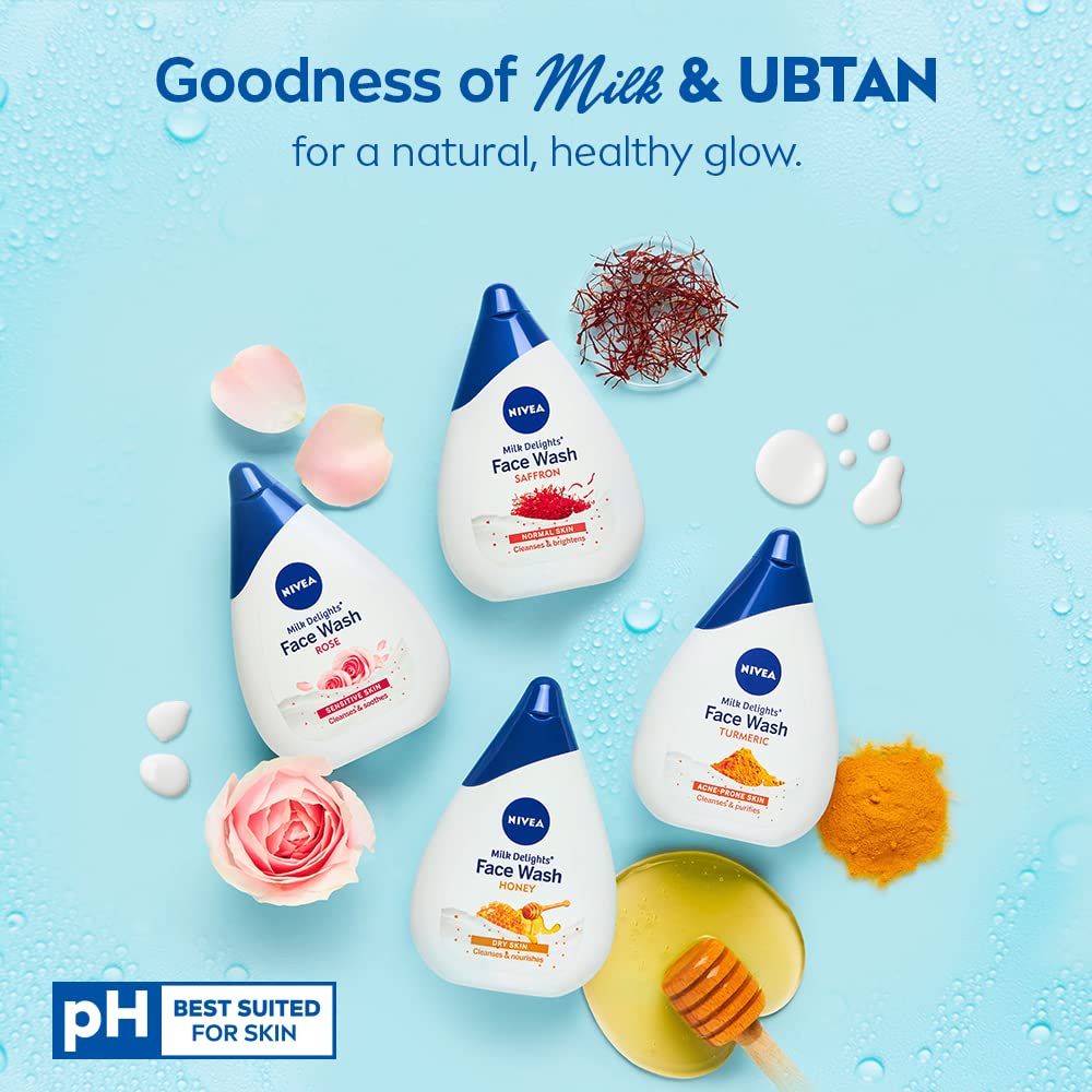 Nivea Face Wash for Normal Skin, Milk Delights Saffron